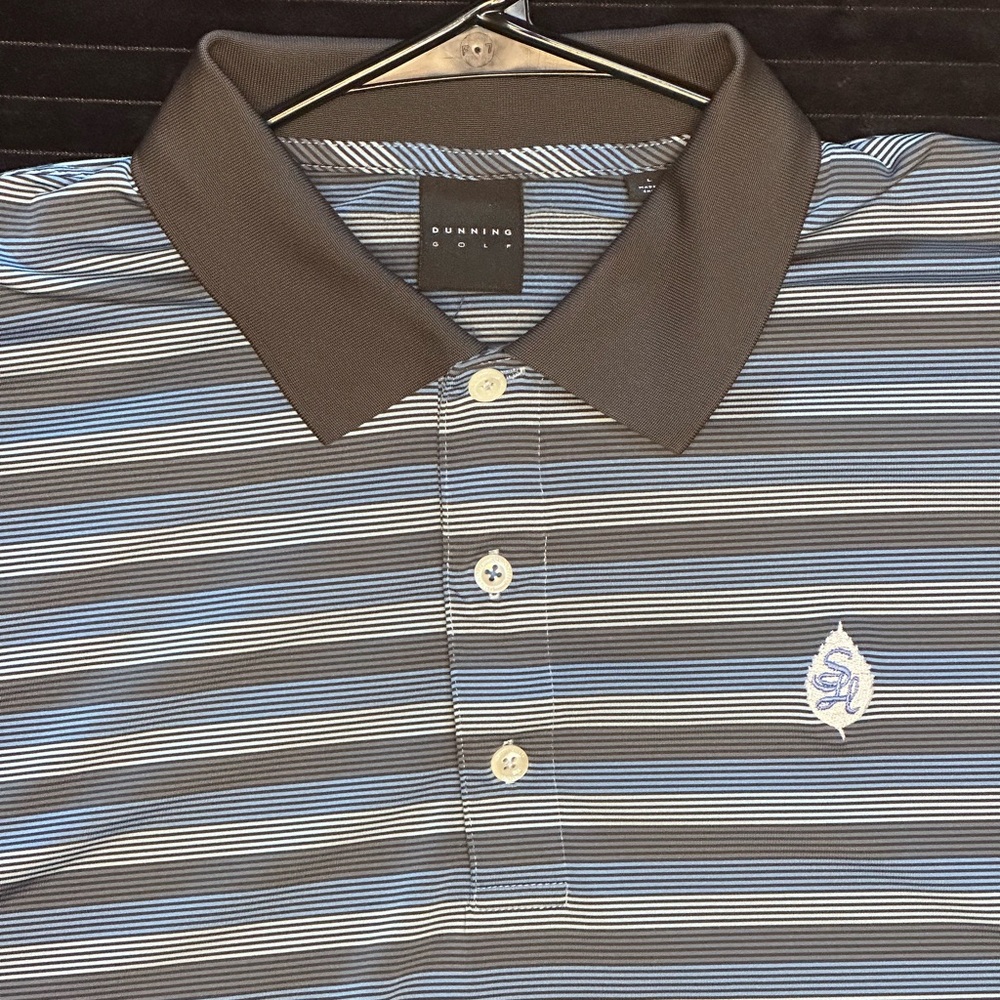 Summit Black and White Striped Polo Shirt Dunning Golf